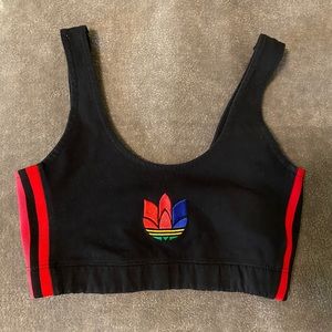 Adidas Women's Sports Bra Black Blue Red Stripes Size Small